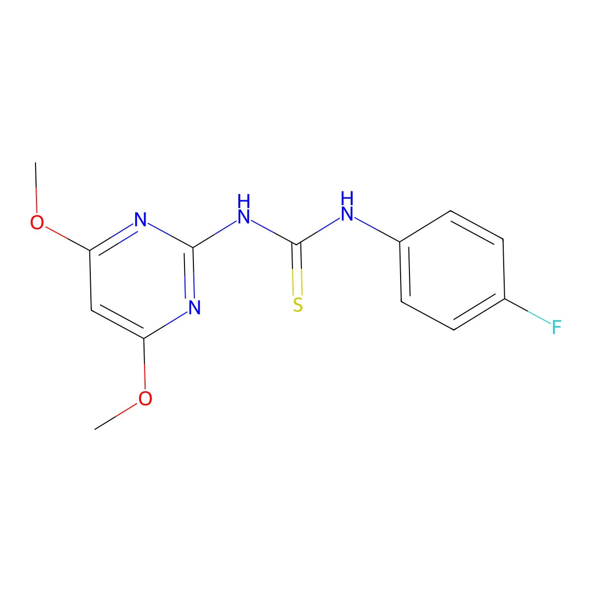 1-(4,6-Dimethoxypyrimidin-2-yl)-3-(4-fluorophenyl)thiourea molecular structure, CAS 669751-71-7