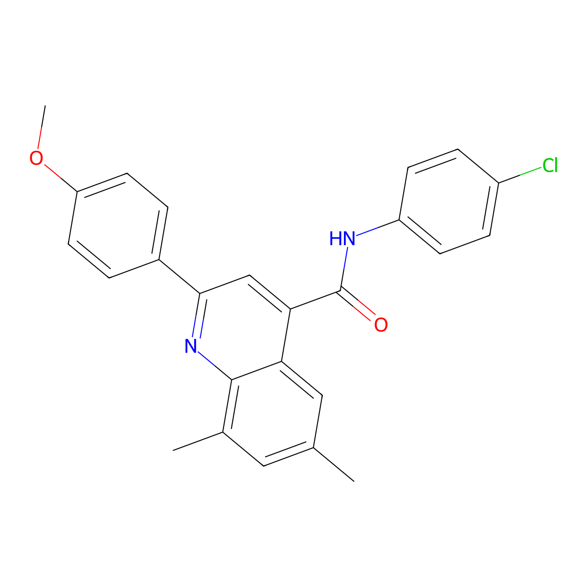 N-(4-chlorophenyl)-2-(4-methoxyphenyl)-6,8-dimethyl-4-quinolinecarboxamide molecular structure, CAS 669751-73-9
