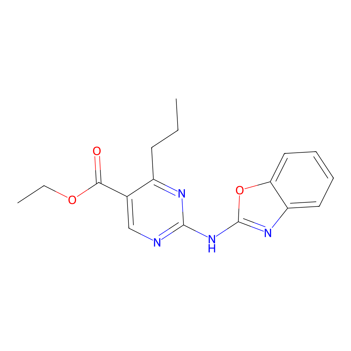Ethyl 2-(1,3-benzoxazol-2-ylamino)-4-propylpyrimidine-5-carboxylate molecular structure, CAS 669752-10-7