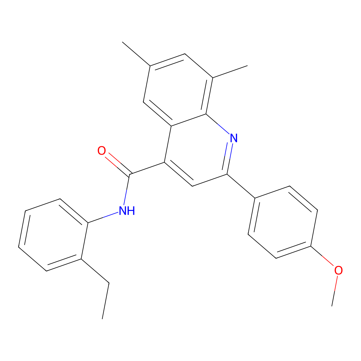 N-(2-ethylphenyl)-2-(4-methoxyphenyl)-6,8-dimethyl-4-quinolinecarboxamide molecular structure, CAS 669752-14-1