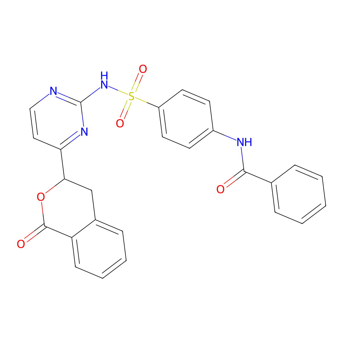 N-[4-[[4-(1-oxo-3,4-dihydroisochromen-3-yl)pyrimidin-2-yl]sulfamoyl]phenyl]benzamide molecular structure, CAS 669752-17-4