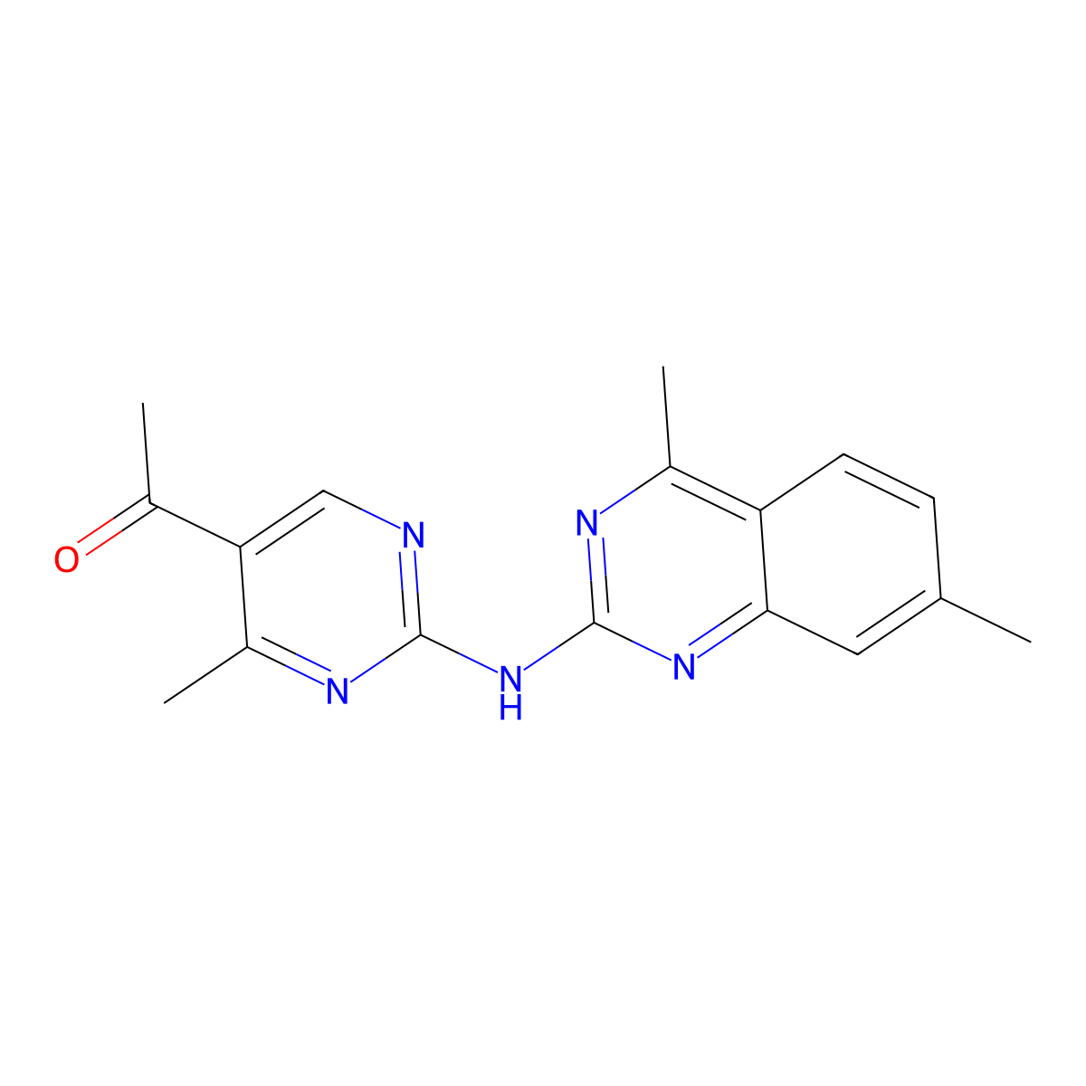 1-[2-(4,7-Dimethyl-quinazolin-2-ylamino)-4-methyl-pyrimidin-5-yl]-ethanone molecular structure, CAS 669752-20-9