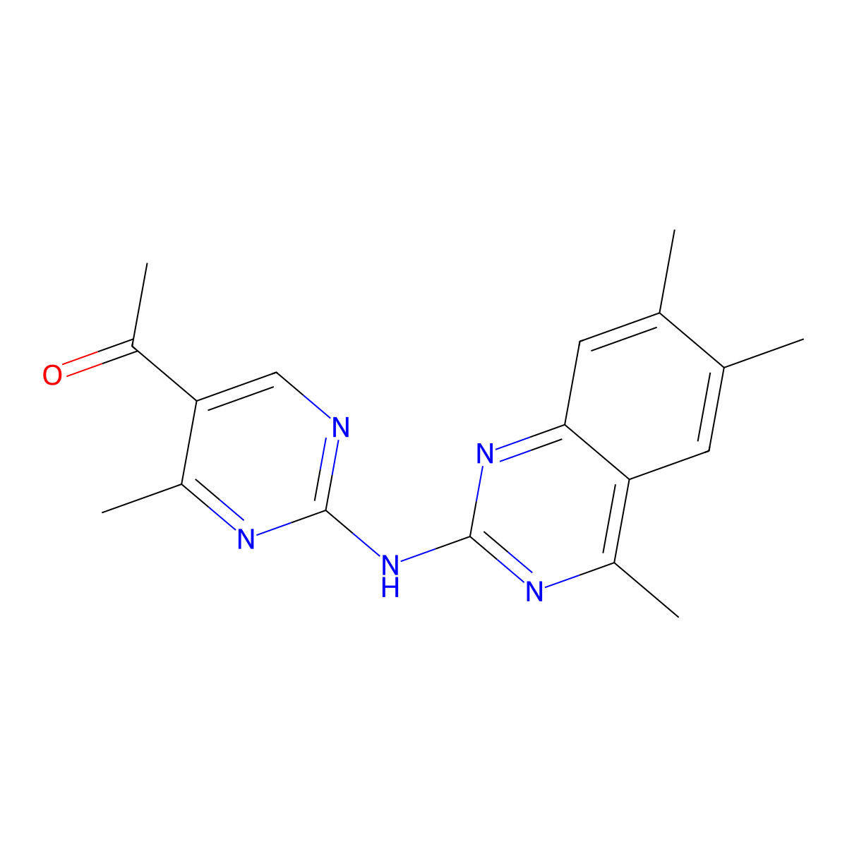 1-[4-Methyl-2-[(4,6,7-trimethylquinazolin-2-yl)amino]pyrimidin-5-yl]ethanone molecular structure, CAS 669752-25-4