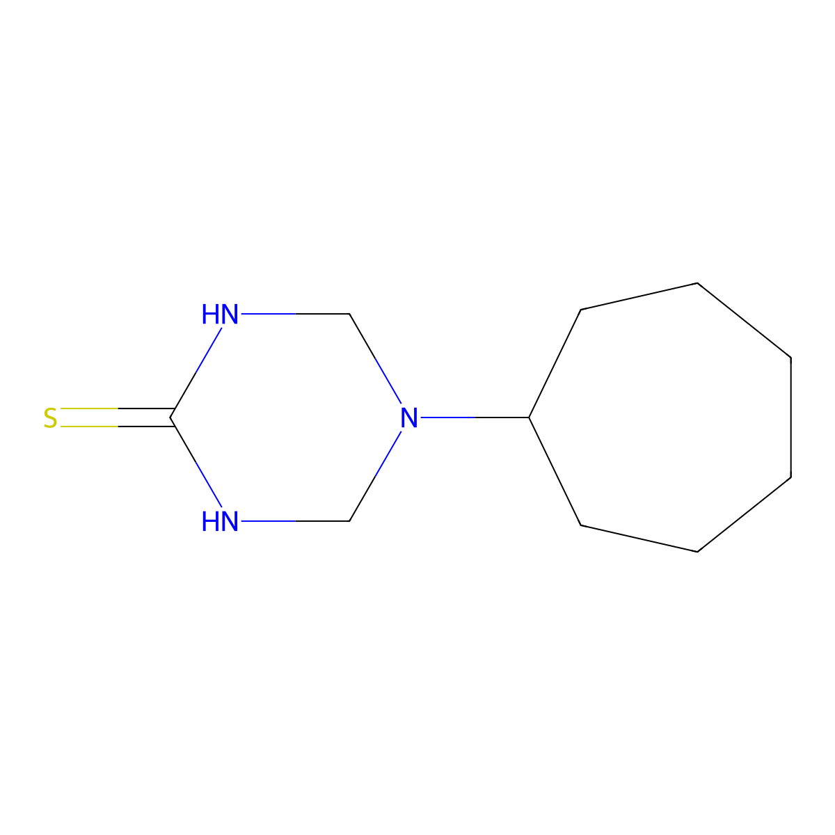 5-Cycloheptyl-1,4,5,6-tetrahydro-1,3,5-triazine-2-thiol molecular structure, CAS 669752-35-6