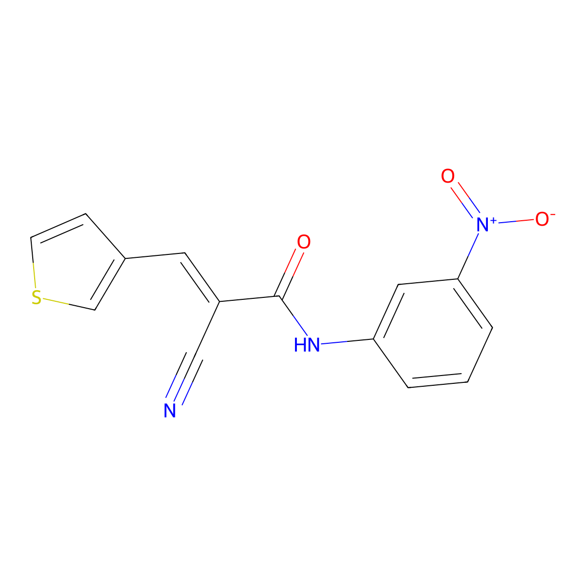 2-Cyano-N-(3-nitrophenyl)-3-(3-thienyl)-2-propenamide molecular structure, CAS 669752-36-7