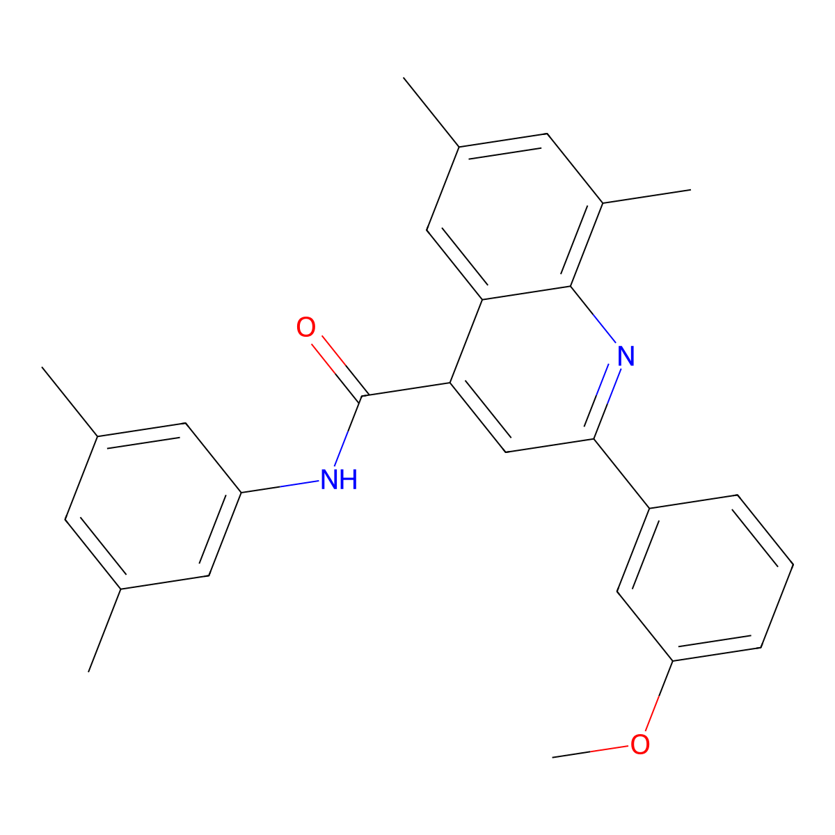 N-(3,5-dimethylphenyl)-2-(3-methoxyphenyl)-6,8-dimethyl-4-quinolinecarboxamide molecular structure, CAS 669752-74-3