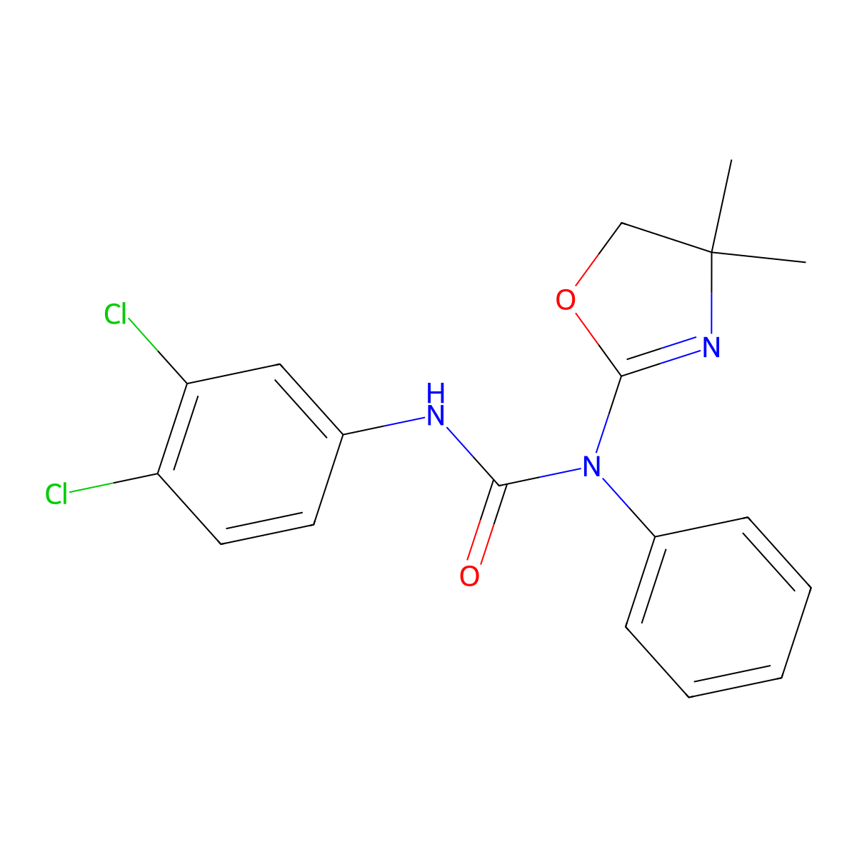 3-(3,4-Dichlorophenyl)-1-(4,4-dimethyl-4,5-dihydro-1,3-oxazol-2-yl)-1-phenylurea molecular structure, CAS 669753-20-2
