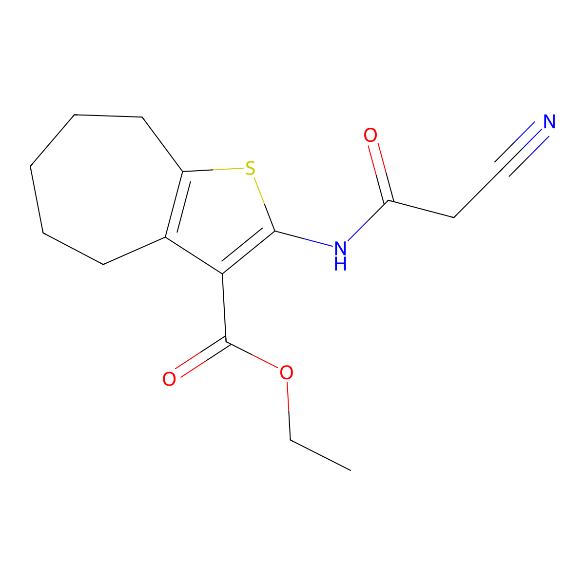 ethyl 2-[(cyanoacetyl)amino]-5,6,7,8-tetrahydro-4H-cyclohepta[b]thiophene-3-carboxylate molecular structure, CAS 669753-36-0
