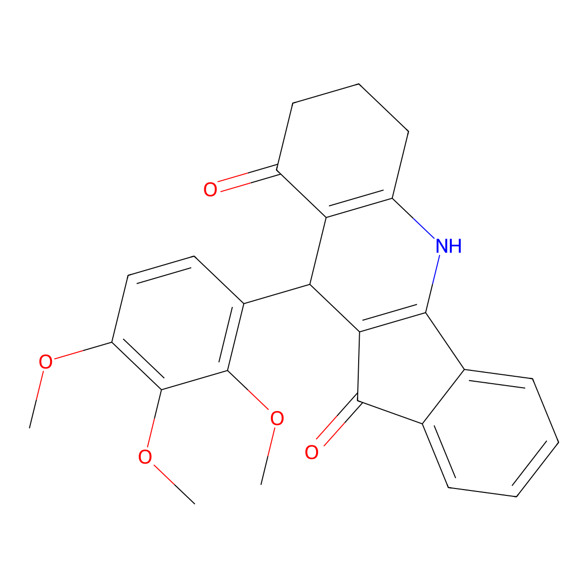10-(2,3,4-trimethoxyphenyl)-6,7,8,10-tetrahydro-5H-indeno[1,2-b]quinoline-9,11-dione molecular structure, CAS 669753-40-6