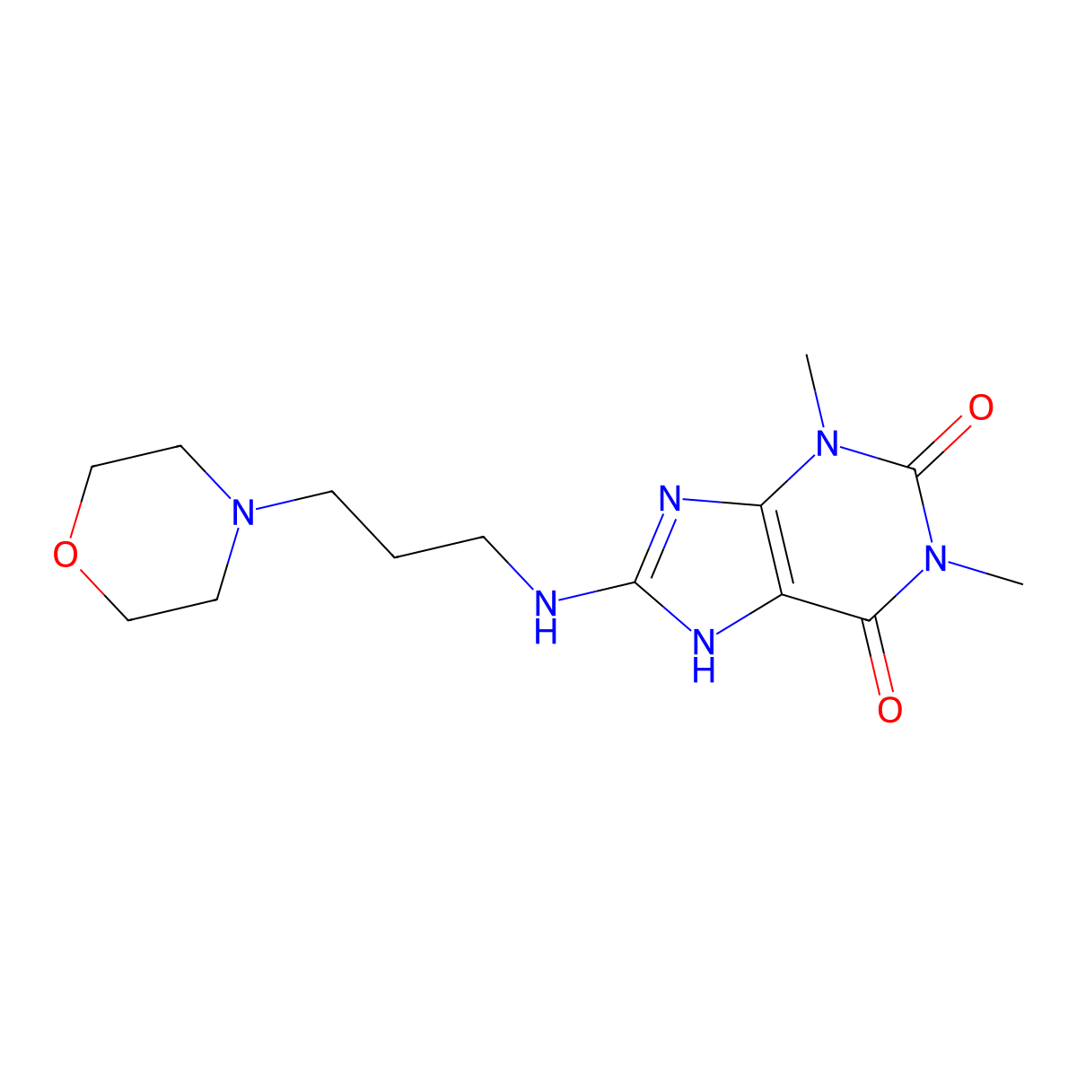 1,3-Dimethyl-8-(3-morpholin-4-yl-propylamino)-3,7-dihydro-purine-2,6-dione molecular structure, CAS 669753-97-3