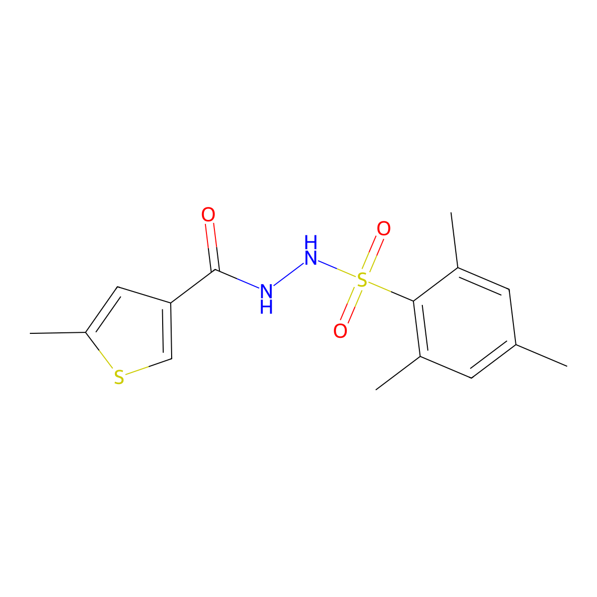 5-methyl-N'-[(2,4,6-trimethylphenyl)sulfonyl]thiophene-3-carbohydrazide molecular structure, CAS 669754-06-7