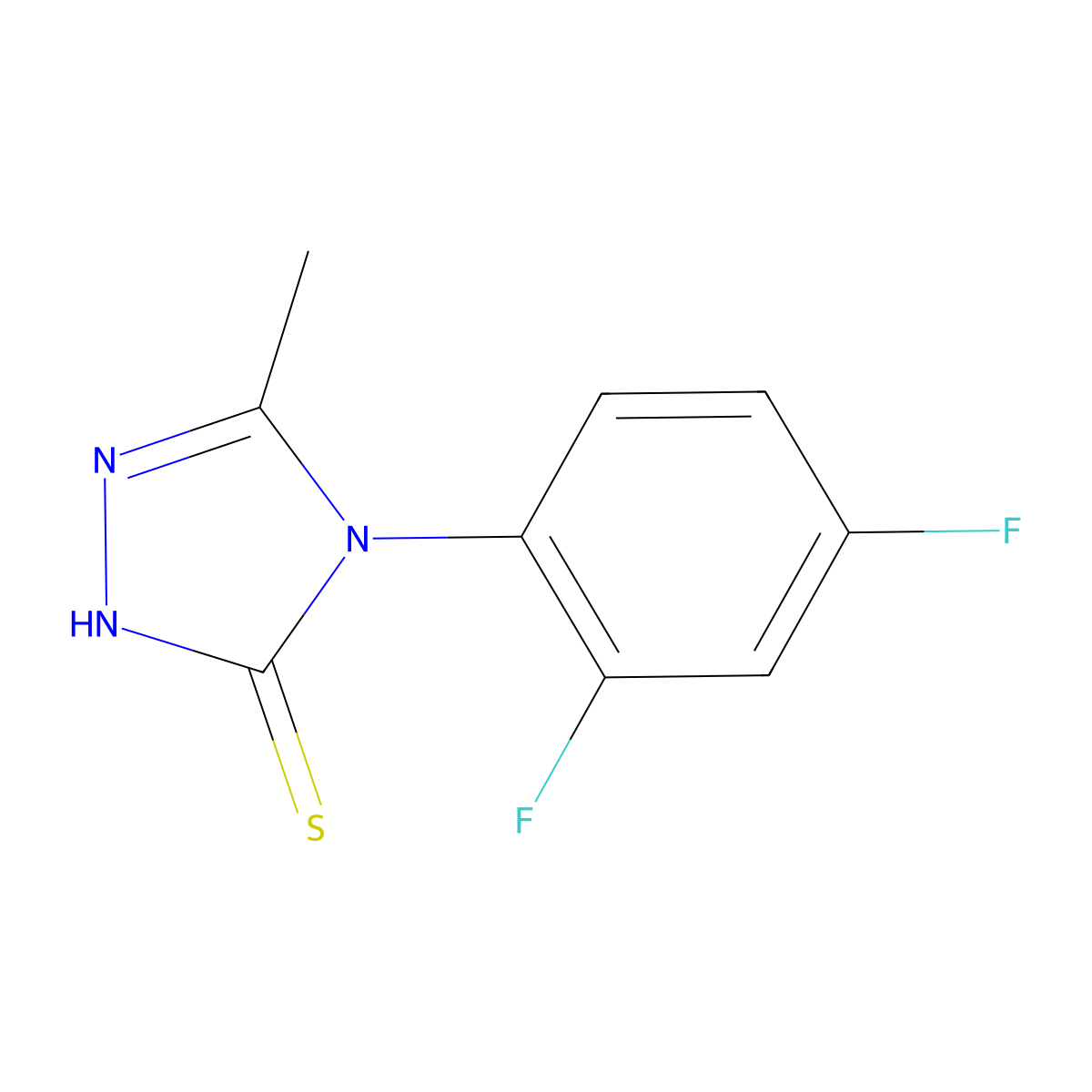 4-(2,4-Difluorophenyl)-5-methyl-1,2,4-triazole-3-thiol molecular structure, CAS 669755-53-7