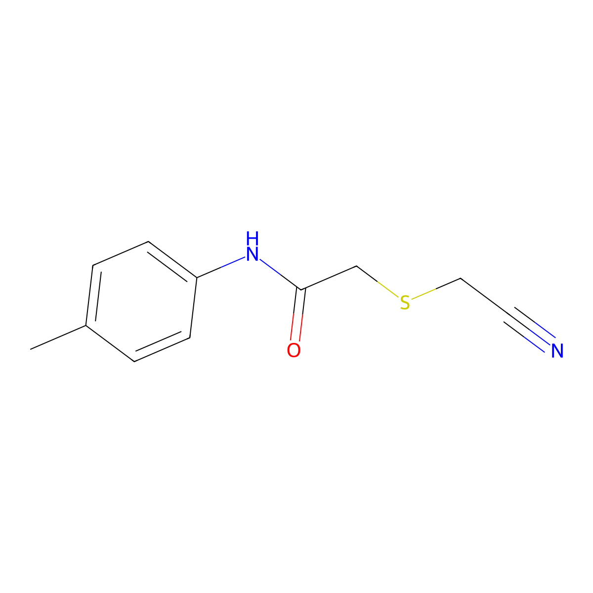 2-((Cyanomethyl)thio)-N-(p-tolyl)acetamide molecular structure, CAS 669755-54-8