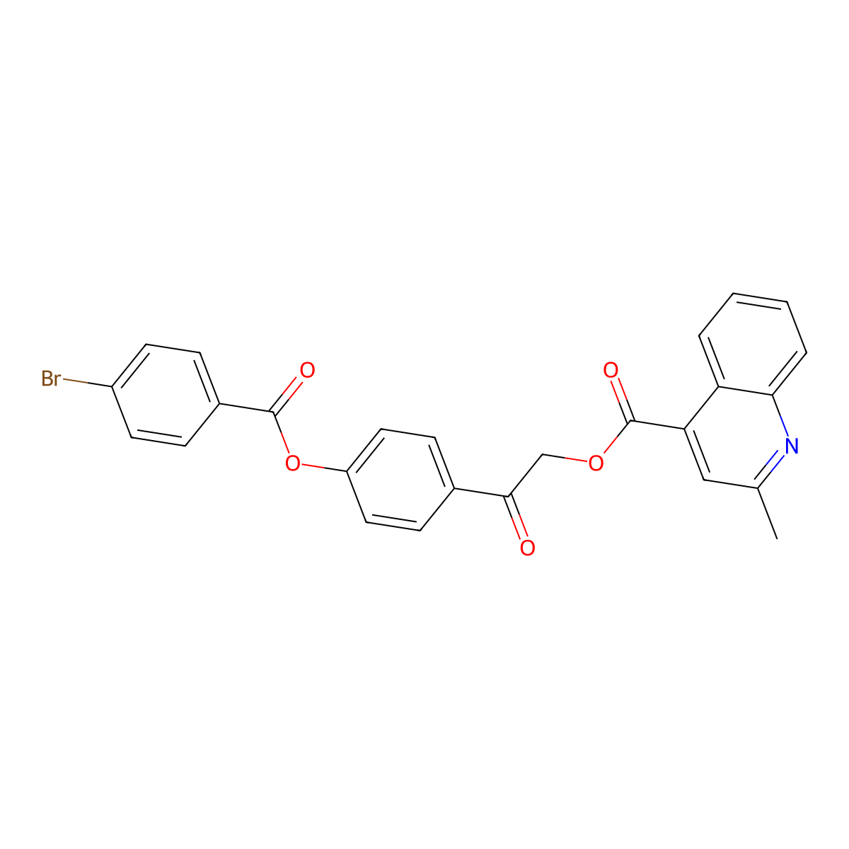 2-(4-{[(4-Bromophenyl)carbonyl]oxy}phenyl)-2-oxoethyl 2-methylquinoline-4-carboxylate molecular structure, CAS 669755-56-0