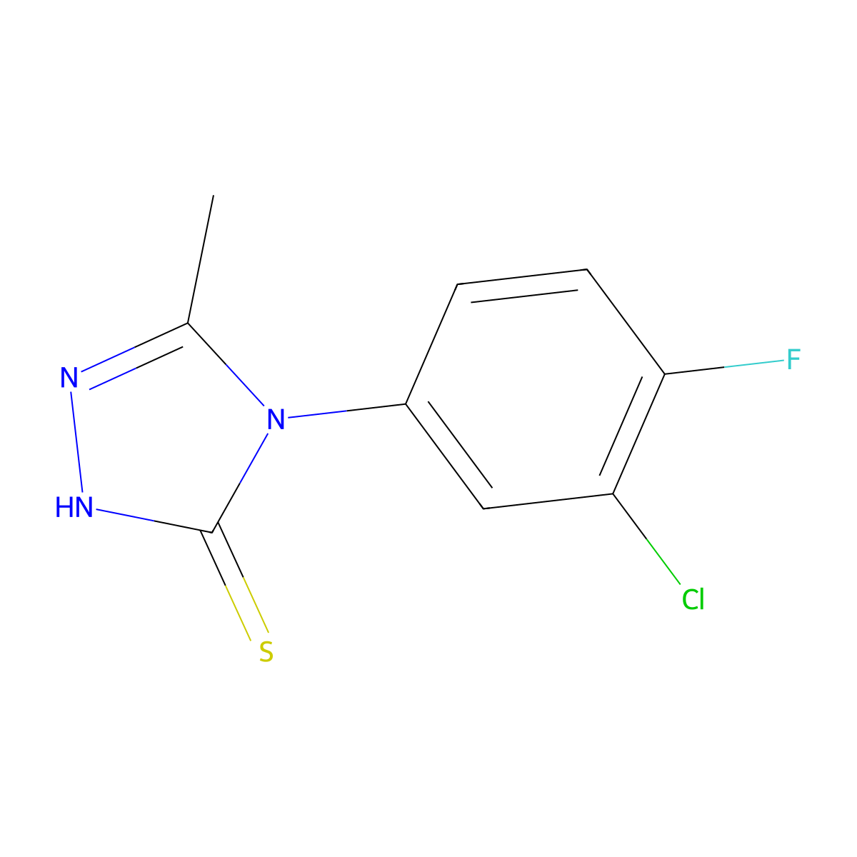 4-(3-chloro-4-fluorophenyl)-5-methyl-4H-1,2,4-triazole-3-thiol molecular structure, CAS 669755-61-7