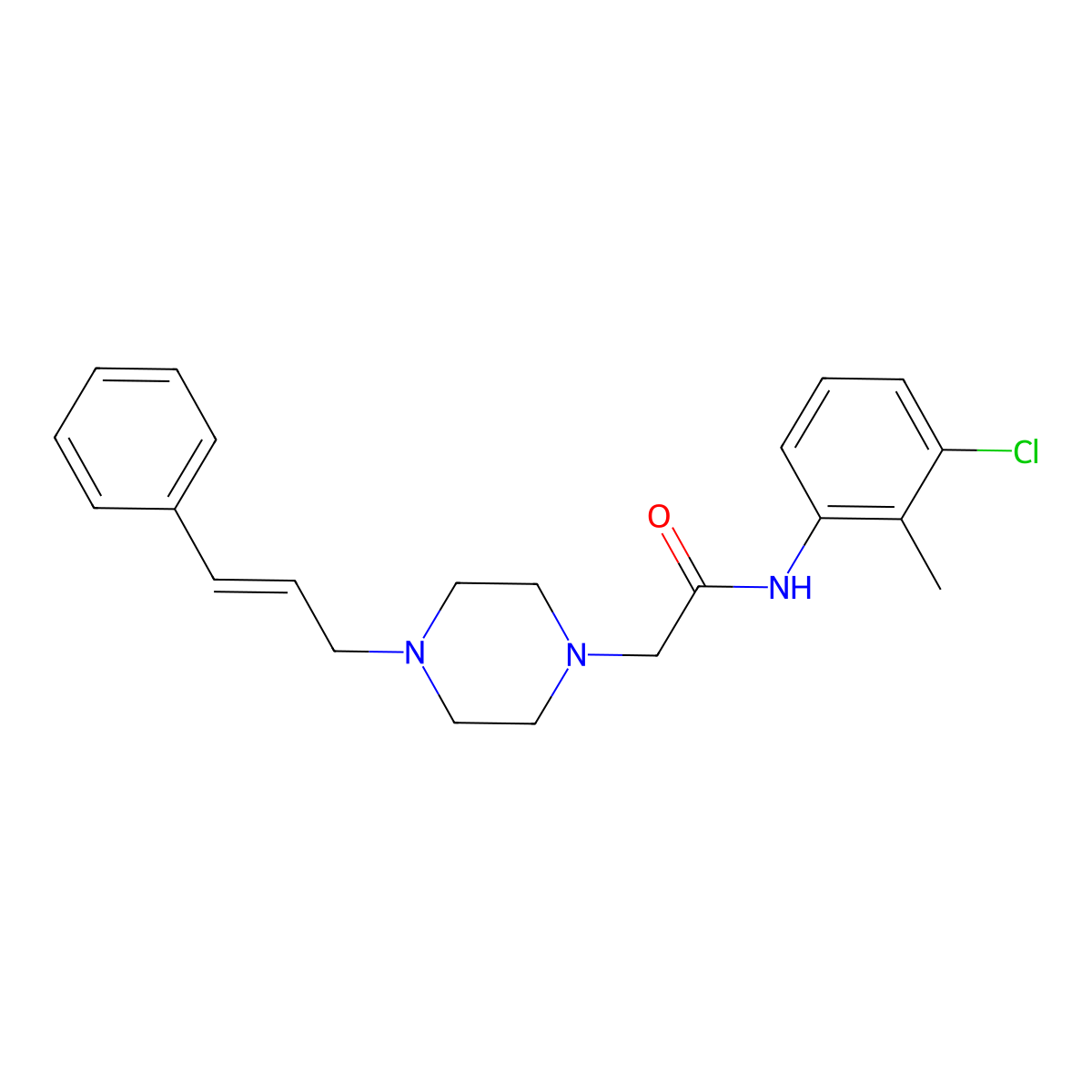 N-(3-Chloro-2-methylphenyl)-4-(3-phenyl-2-propen-1-yl)-1-piperazineacetamide molecular structure, CAS 669755-62-8