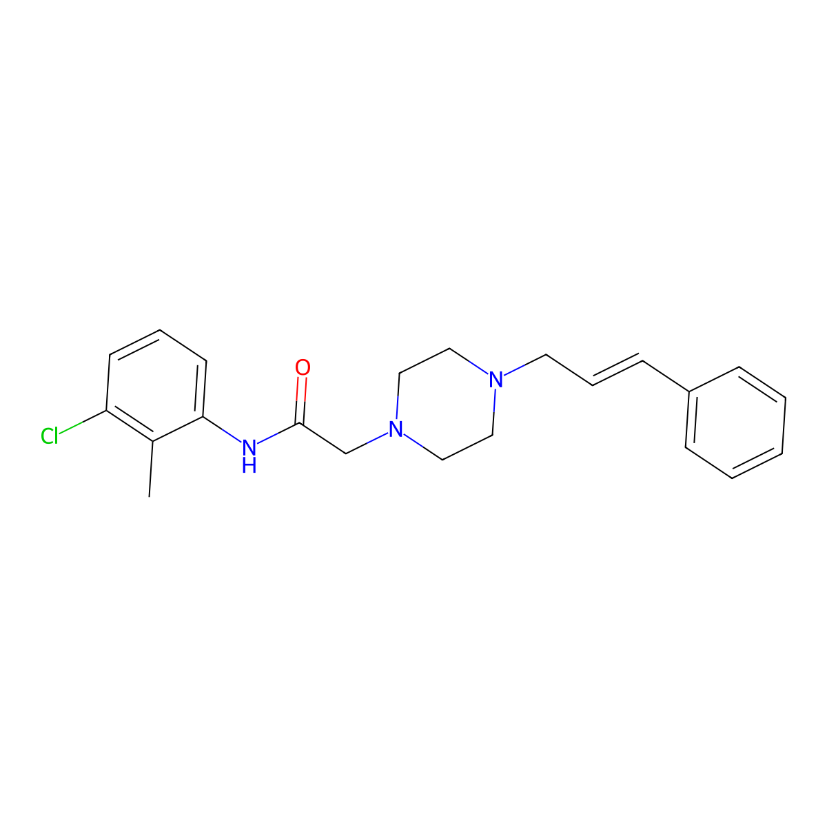 N-(3-Chloro-2-methylphenyl)-4-(3-phenyl-2-propen-1-yl)-1-piperazineacetamide molecular structure, CAS 669755-62-8