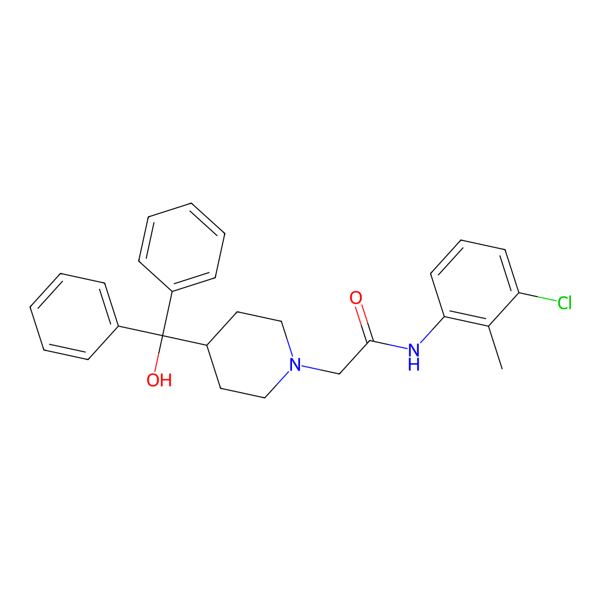 N-(3-chloro-2-methylphenyl)-2-[4-[hydroxy(diphenyl)methyl]piperidin-1-yl]acetamide molecular structure, CAS 669755-66-2