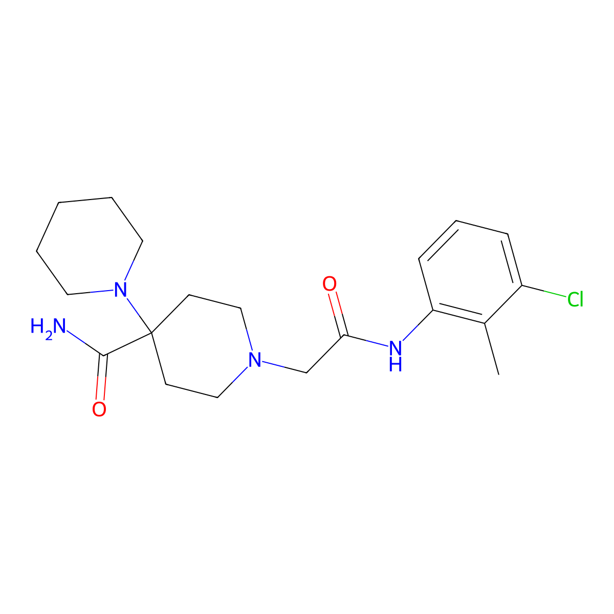 1'-{2-[(3-Chloro-2-methylphenyl)amino]-2-oxoethyl}-1,4'-bipiperidine-4'-carboxamide molecular structure, CAS 669755-70-8
