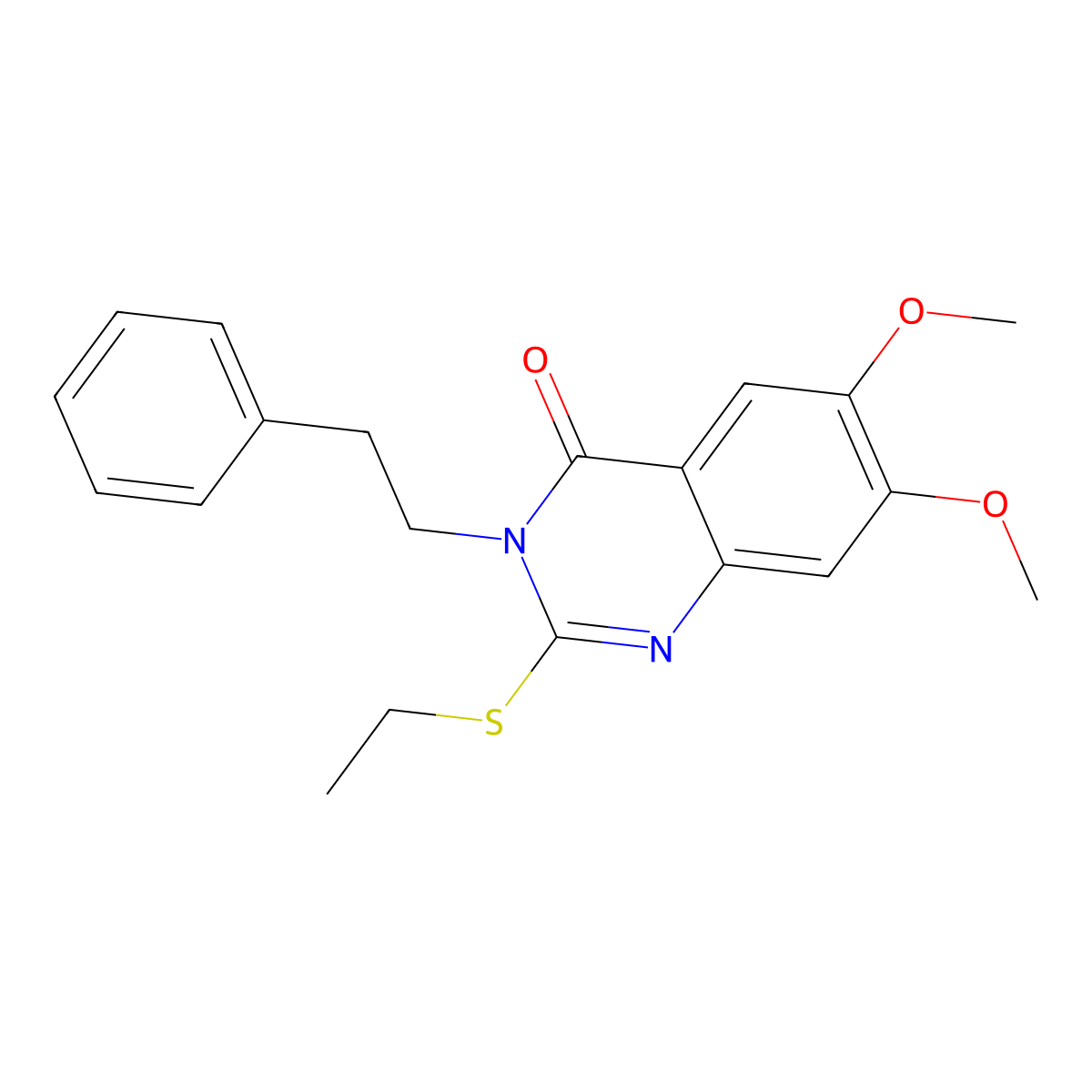 2-(ethylthio)-6,7-dimethoxy-3-(2-phenylethyl)-4(3H)-quinazolinone molecular structure, CAS 669755-78-6