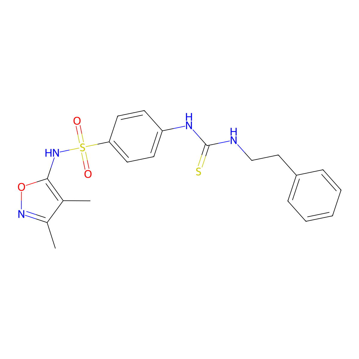 N-(3,4-dimethyl-1,2-oxazol-5-yl)-4-{[(2-phenylethyl)carbamothioyl]amino}benzenesulfonamide molecular structure, CAS 669756-14-3