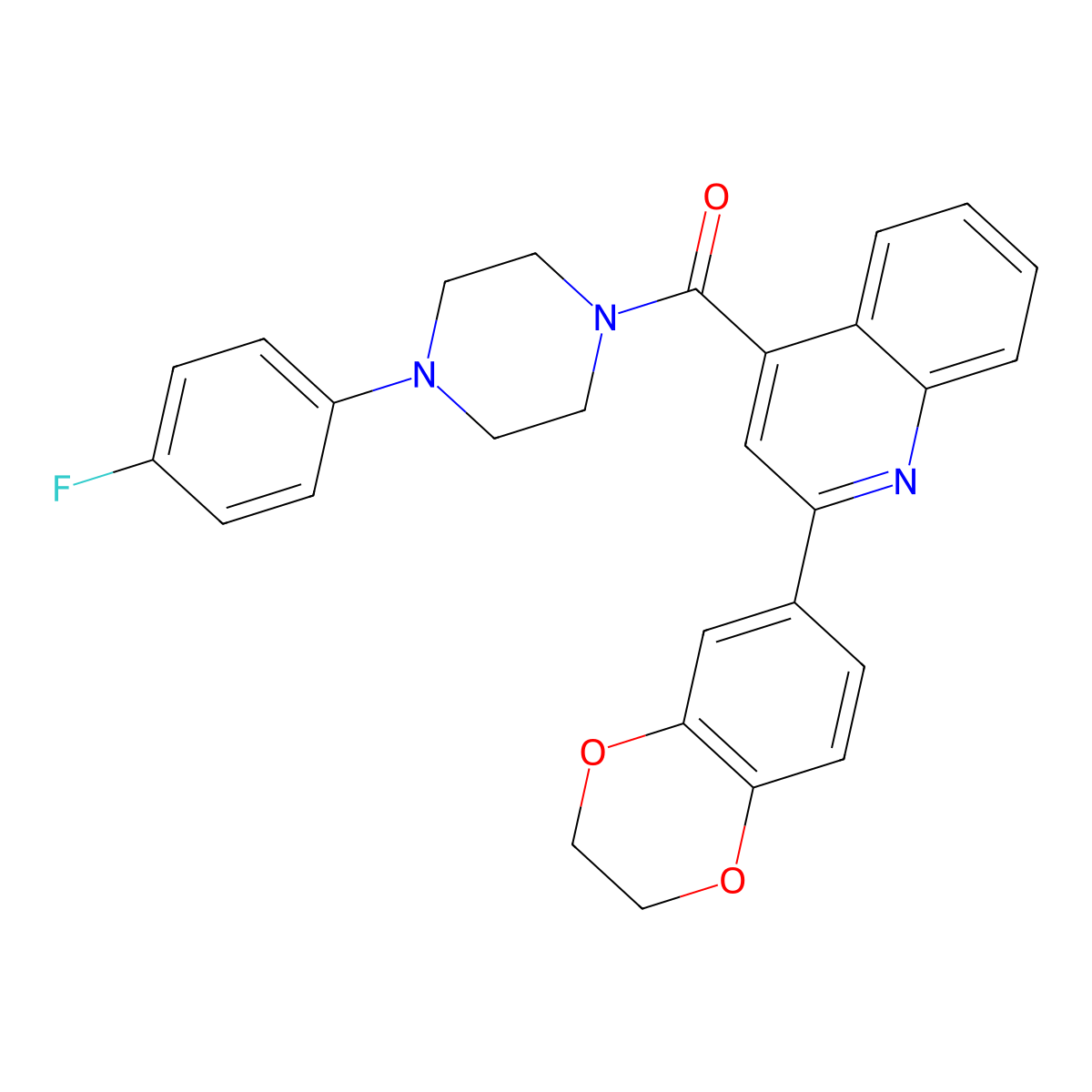 [2-(2,3-Dihydro-1,4-benzodioxin-6-yl)quinolin-4-yl][4-(4-fluorophenyl)piperazin-1-yl]methanone molecular structure, CAS 669756-29-0