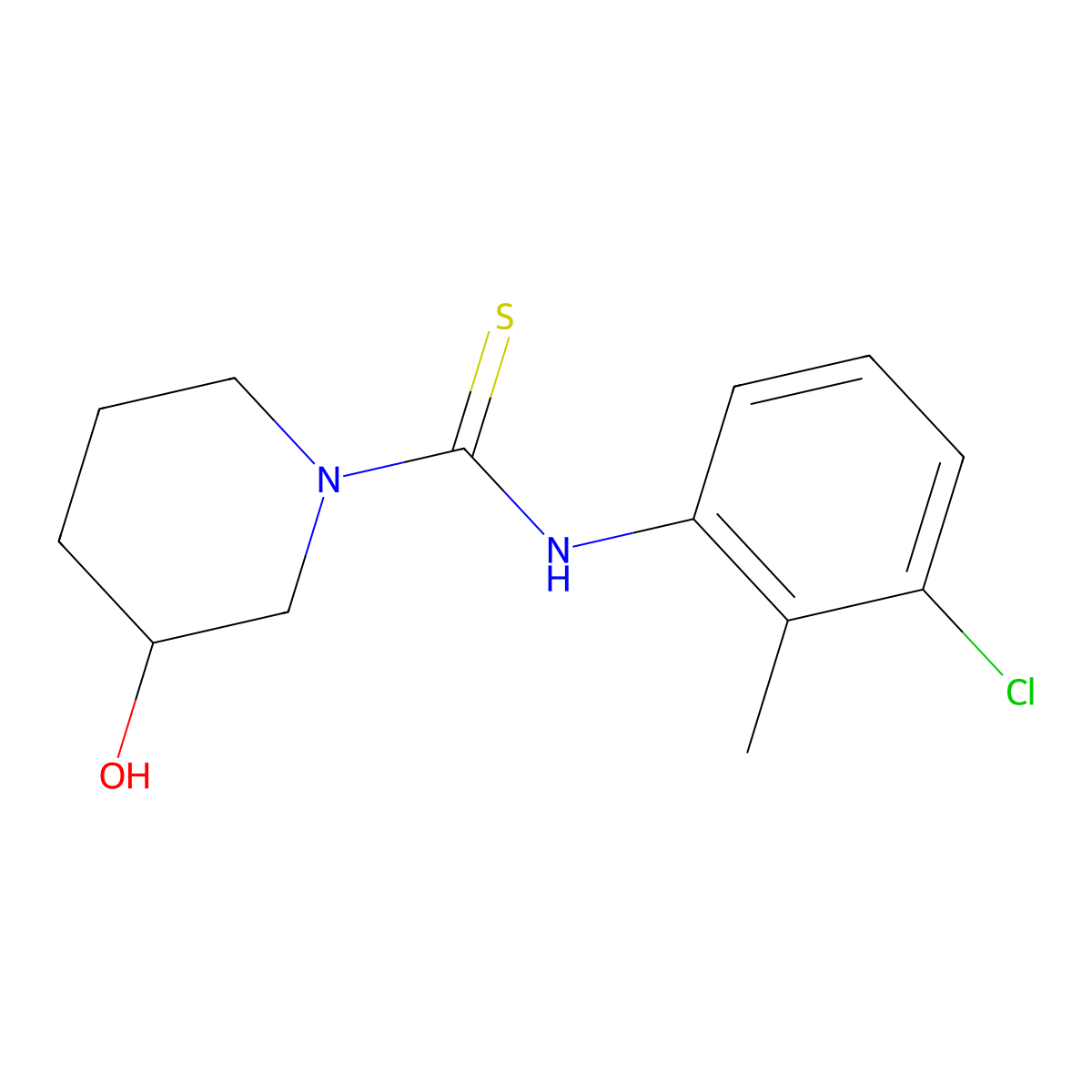 N-(3-chloro-2-methylphenyl)-3-hydroxypiperidine-1-carbothioamide molecular structure, CAS 669756-30-3