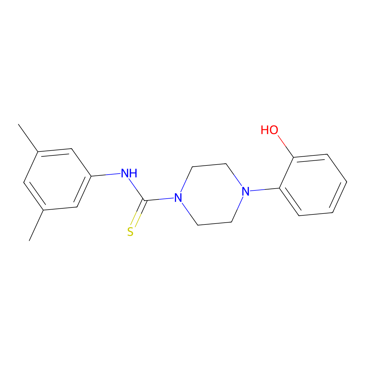 N-(3,5-dimethylphenyl)-4-(2-hydroxyphenyl)piperazine-1-carbothioamide molecular structure, CAS 669756-78-9