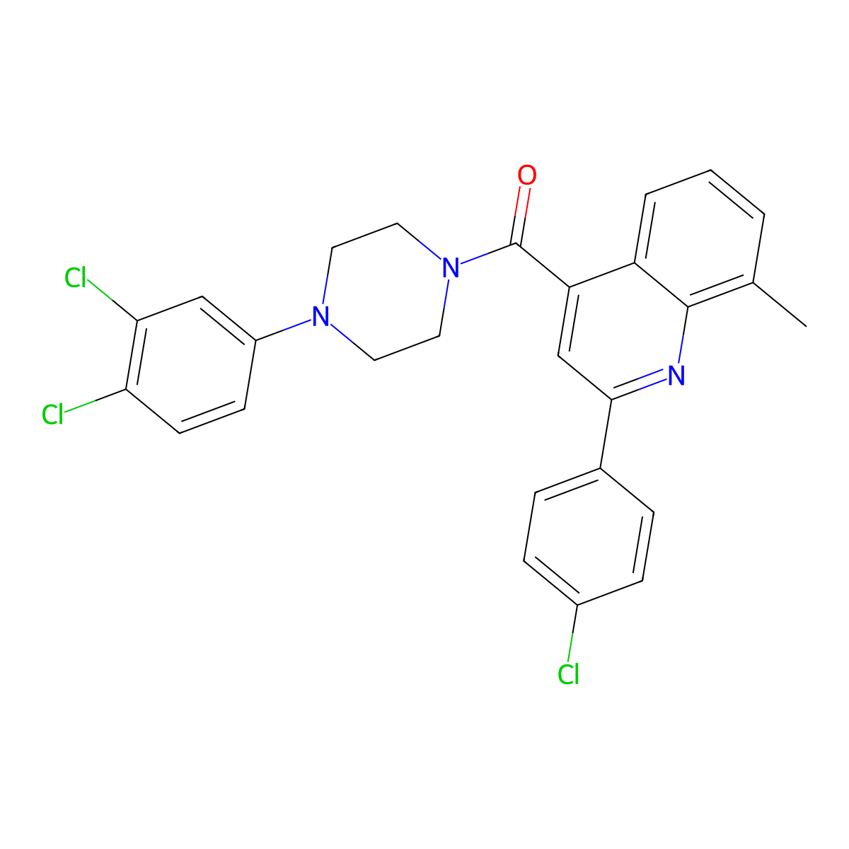 [2-(4-Chlorophenyl)-8-methylquinolin-4-yl][4-(3,4-dichlorophenyl)piperazin-1-yl]methanone molecular structure, CAS 669756-93-8