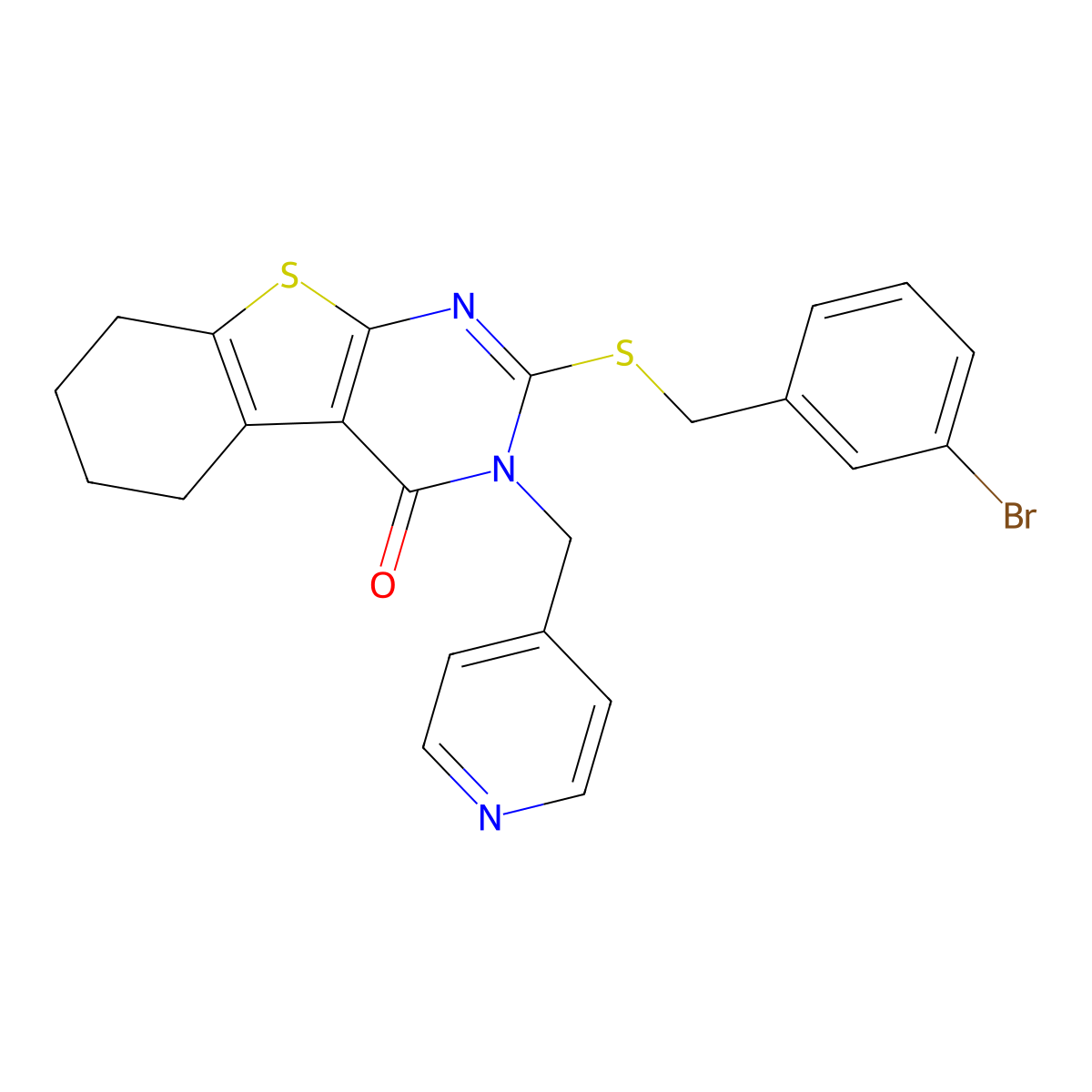 2-[(3-bromobenzyl)sulfanyl]-3-(pyridin-4-ylmethyl)-5,6,7,8-tetrahydro[1]benzothieno[2,3-d]pyrimidin-4(3H)-one molecular structure, CAS 669757-72-6