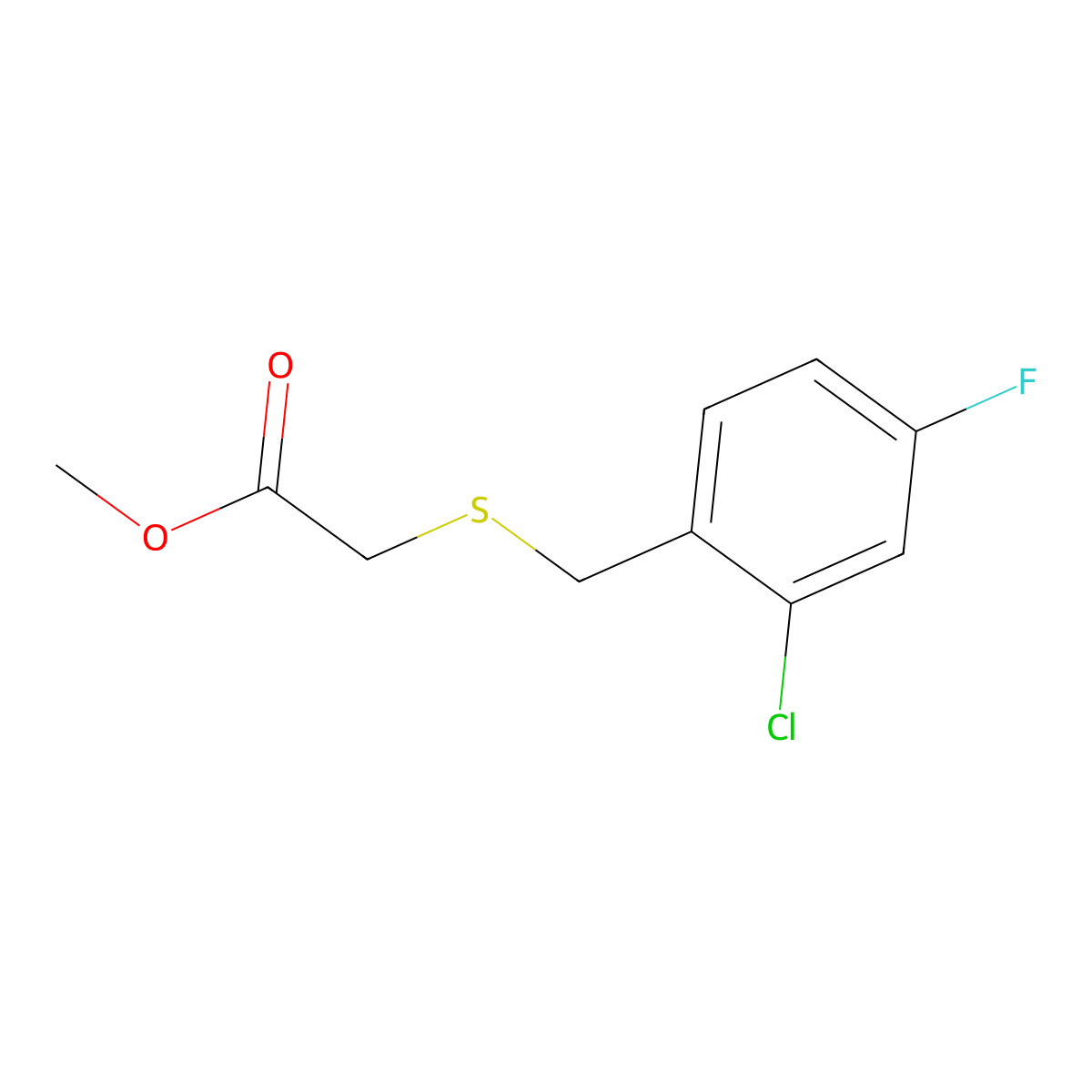 Methyl [(2-chloro-4-fluorobenzyl)sulfanyl]acetate molecular structure, CAS 669758-00-3