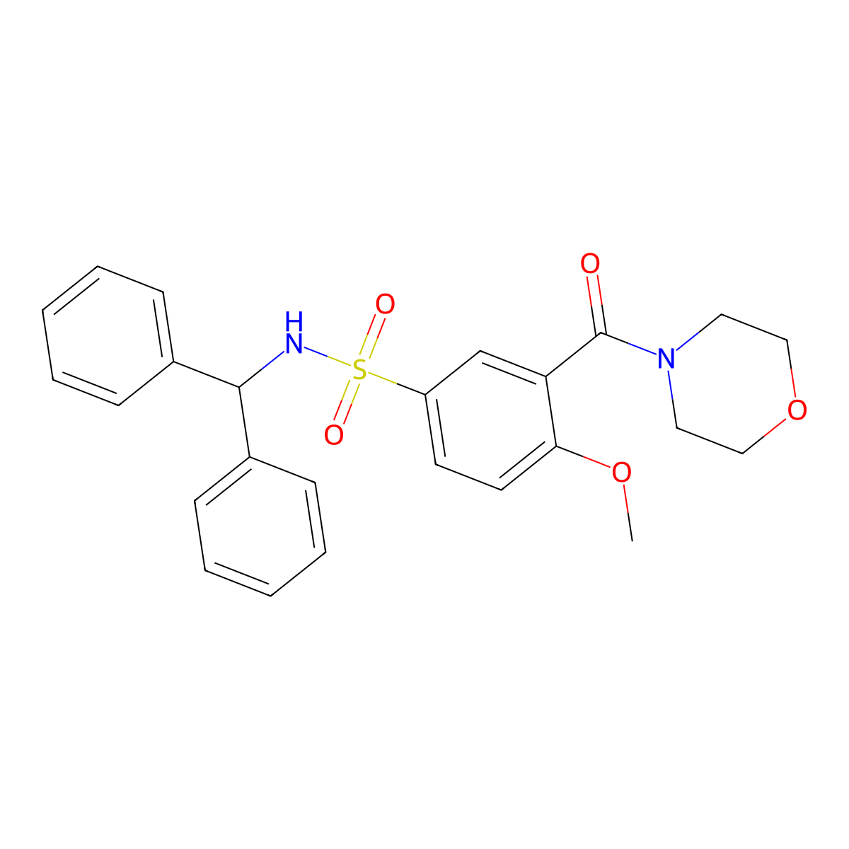 N-benzhydryl-4-methoxy-3-(morpholine-4-carbonyl)benzenesulfonamide molecular structure, CAS 669758-39-8