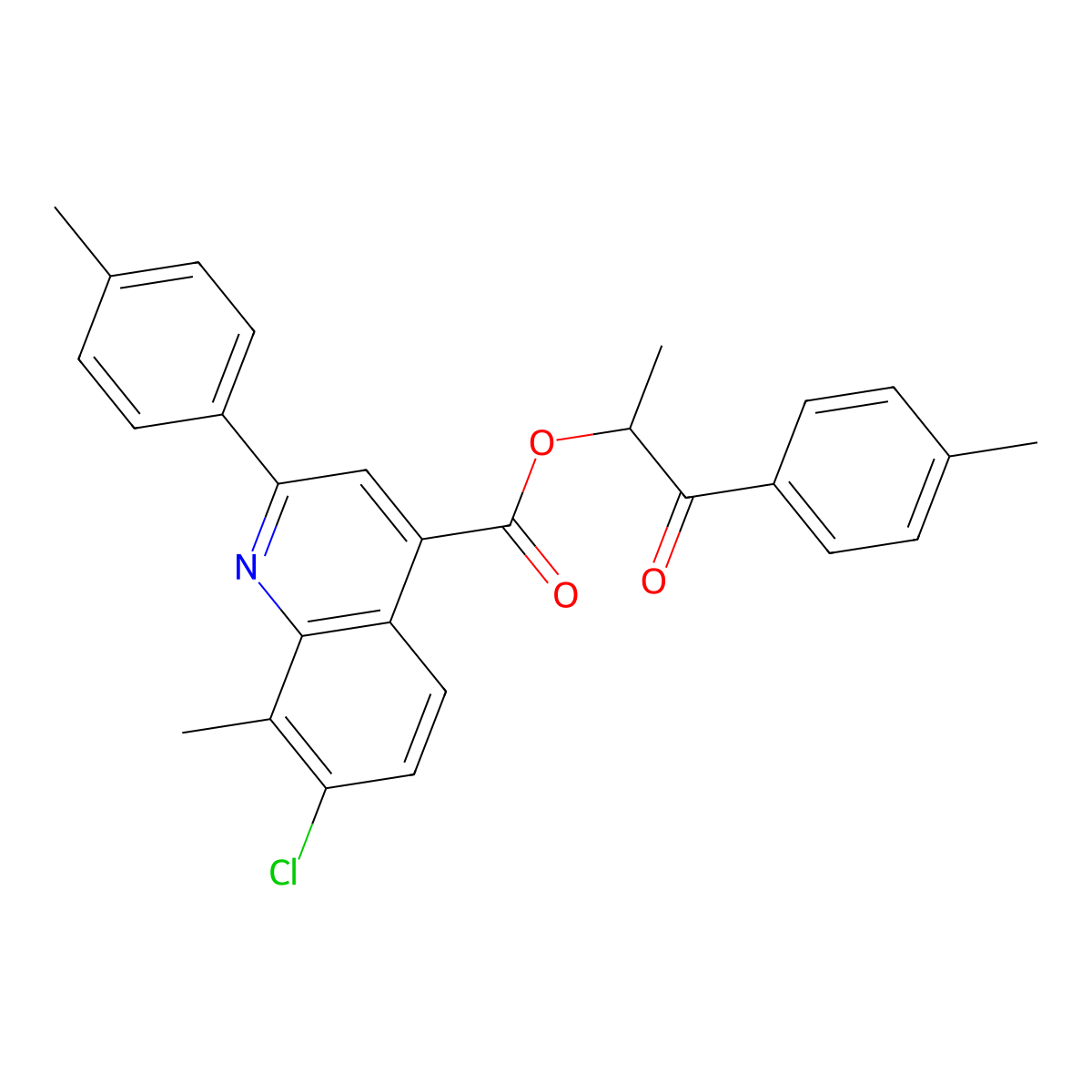 1-(4-Methylphenyl)-1-oxopropan-2-yl 7-chloro-8-methyl-2-(4-methylphenyl)quinoline-4-carboxylate molecular structure, CAS 669759-79-9