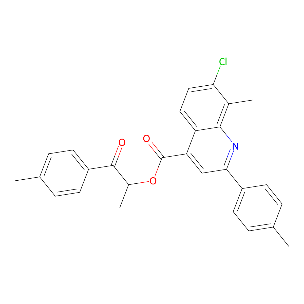 1-(4-Methylphenyl)-1-oxopropan-2-yl 7-chloro-8-methyl-2-(4-methylphenyl)quinoline-4-carboxylate molecular structure, CAS 669759-79-9