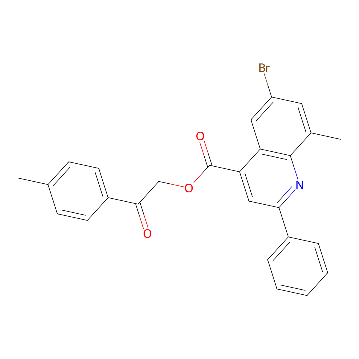 2-(4-Methylphenyl)-2-oxoethyl 6-bromo-8-methyl-2-phenyl-4-quinolinecarboxylate molecular structure, CAS 669760-03-6