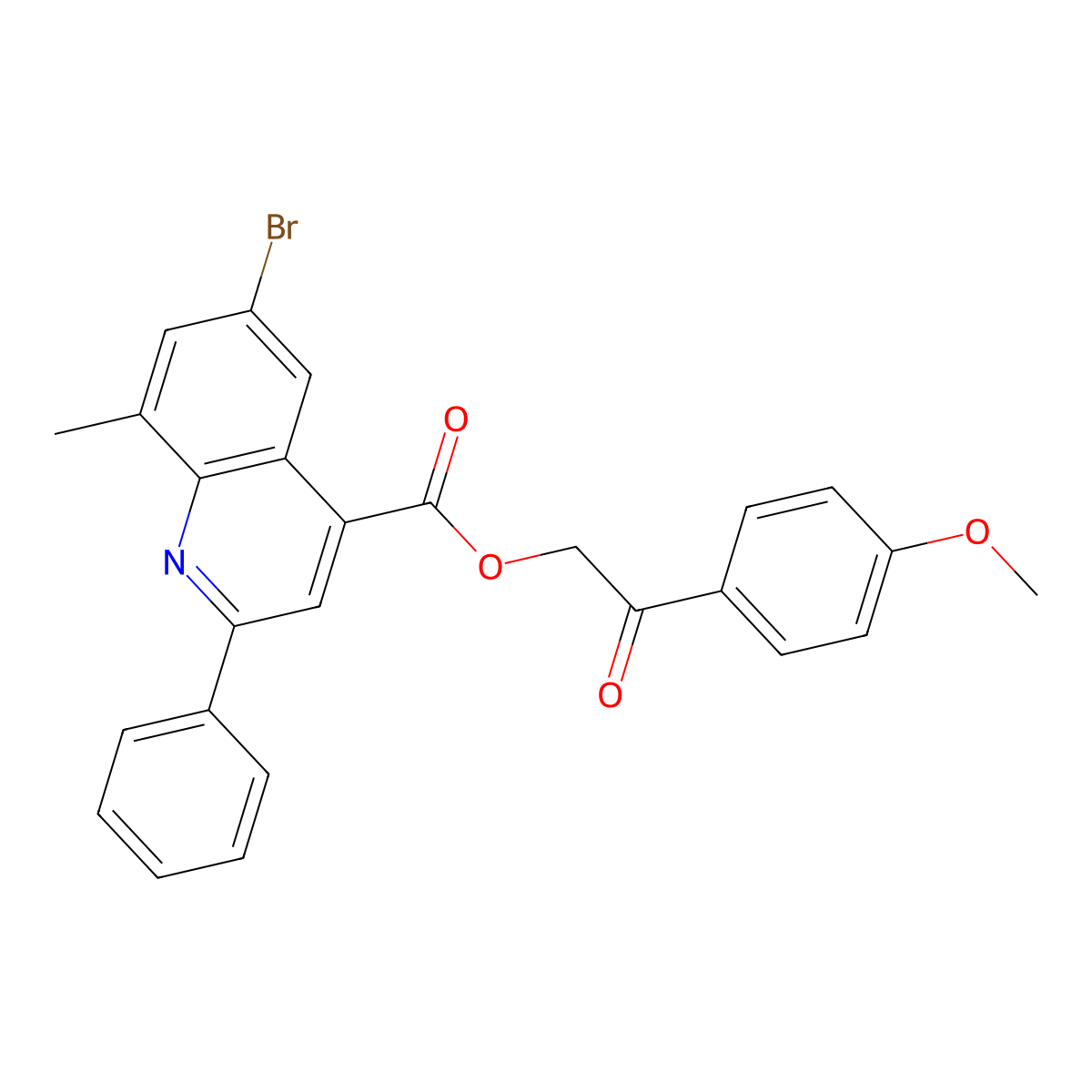 2-(4-Methoxyphenyl)-2-oxoethyl 6-bromo-8-methyl-2-phenyl-4-quinolinecarboxylate molecular structure, CAS 669760-15-0