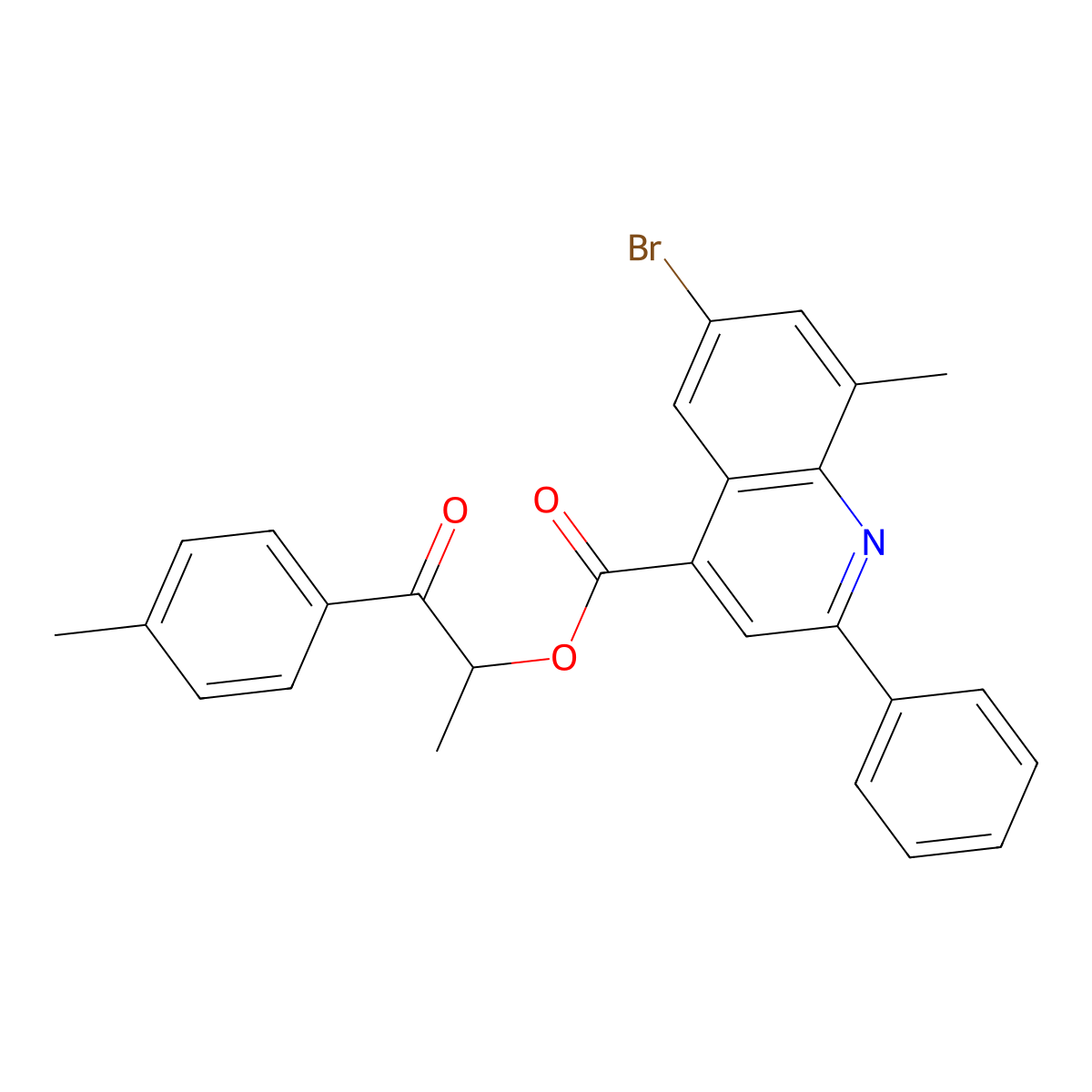 1-(4-Methylphenyl)-1-oxopropan-2-yl 6-bromo-8-methyl-2-phenylquinoline-4-carboxylate molecular structure, CAS 669760-18-3