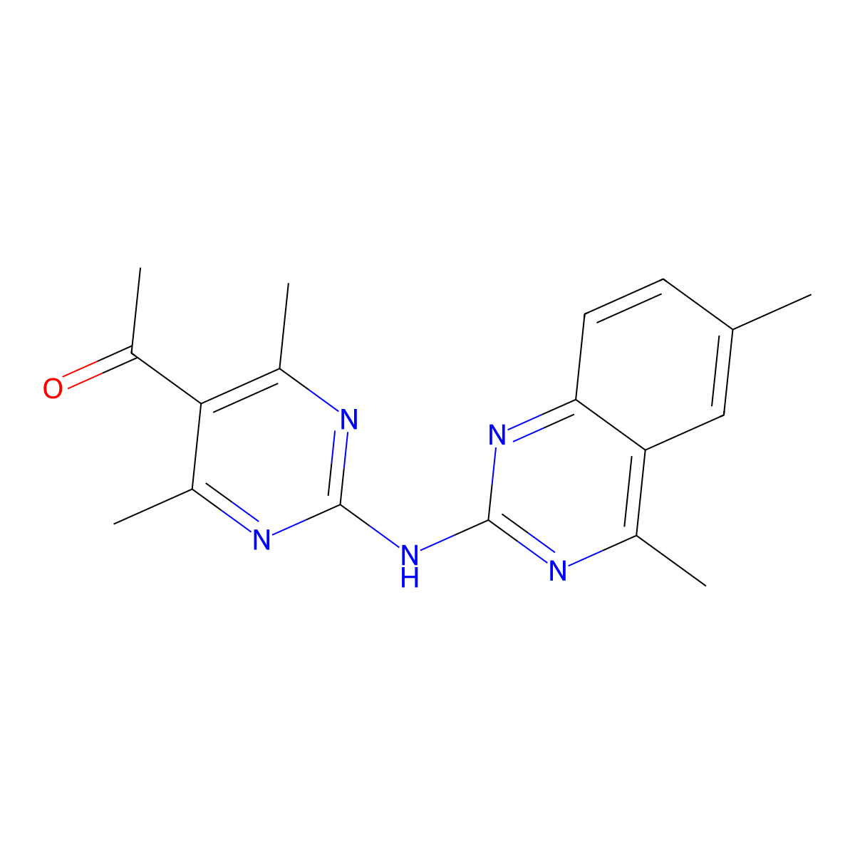 5-Acetyl-2-[(4,6-dimethylquinazolin-2-yl)amino]-4,6-dimethylpyrimidine molecular structure, CAS 669760-75-2