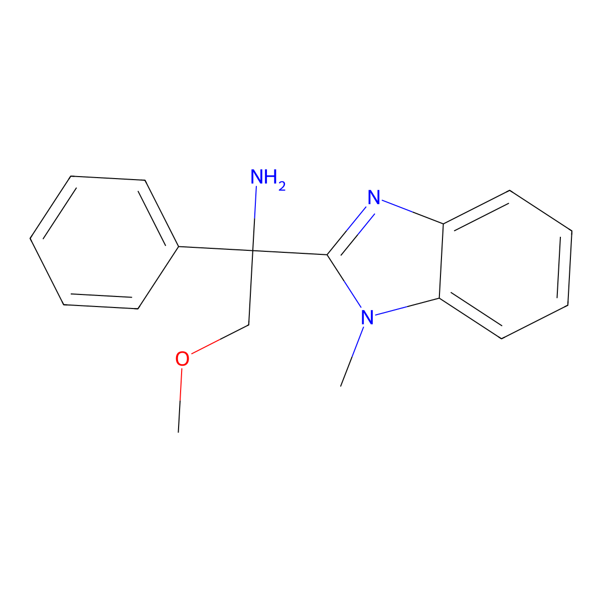 2-Methoxy-1-(1-methyl-2-benzimidazolyl)-1-phenylethanamine molecular structure, CAS 669763-85-3