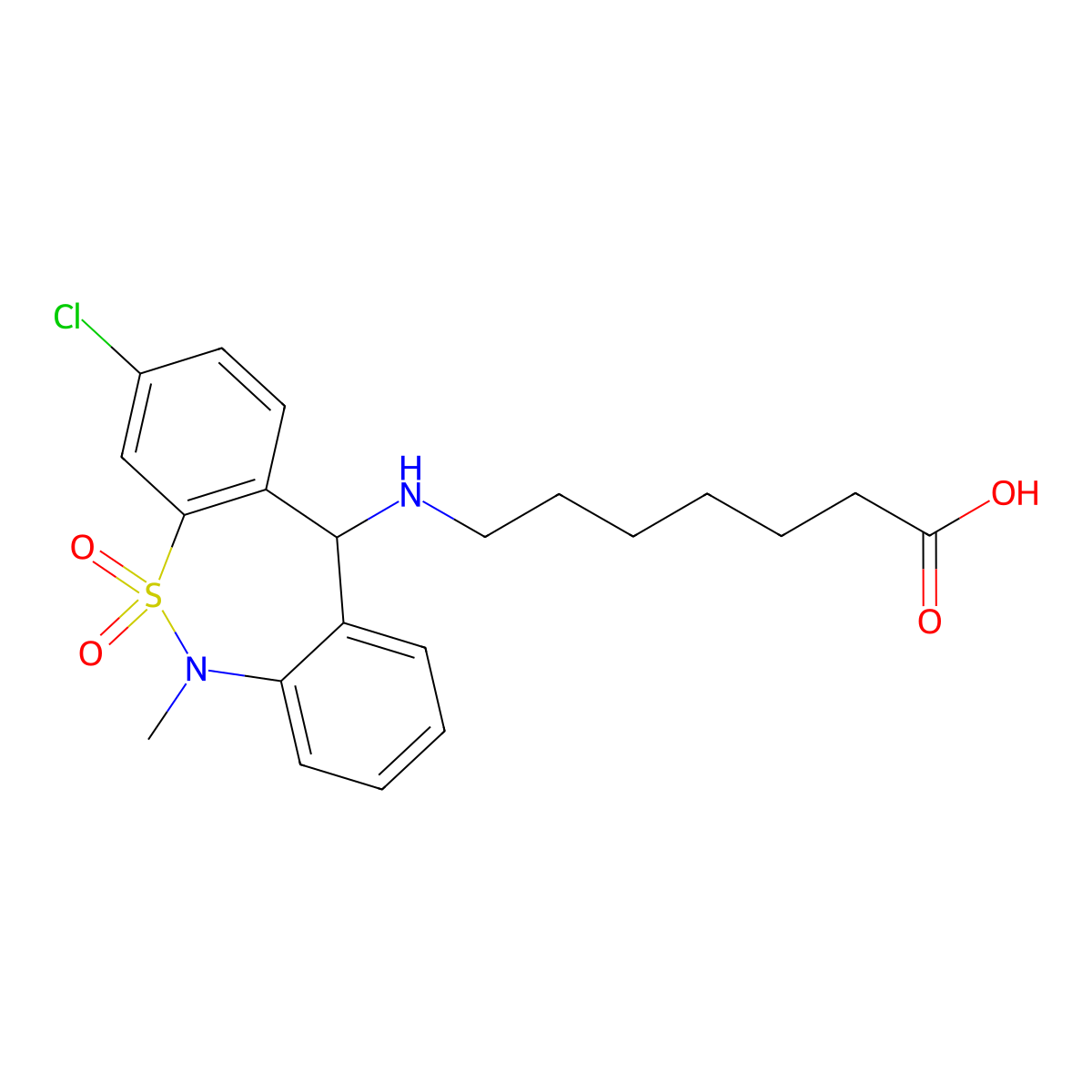 Tianeptine molecular structure, CAS 66981-73-5