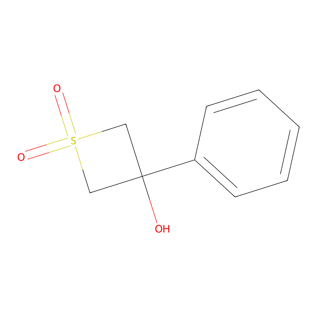 3-Hydroxy-3-phenylthietane 1,1-dioxide molecular structure, CAS 66982-50-1