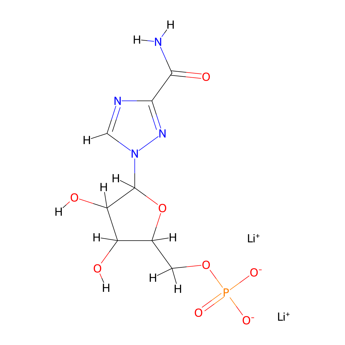 Ribavirin 5'-Monophosphate, Dilithium Salt molecular structure, CAS 66983-94-6