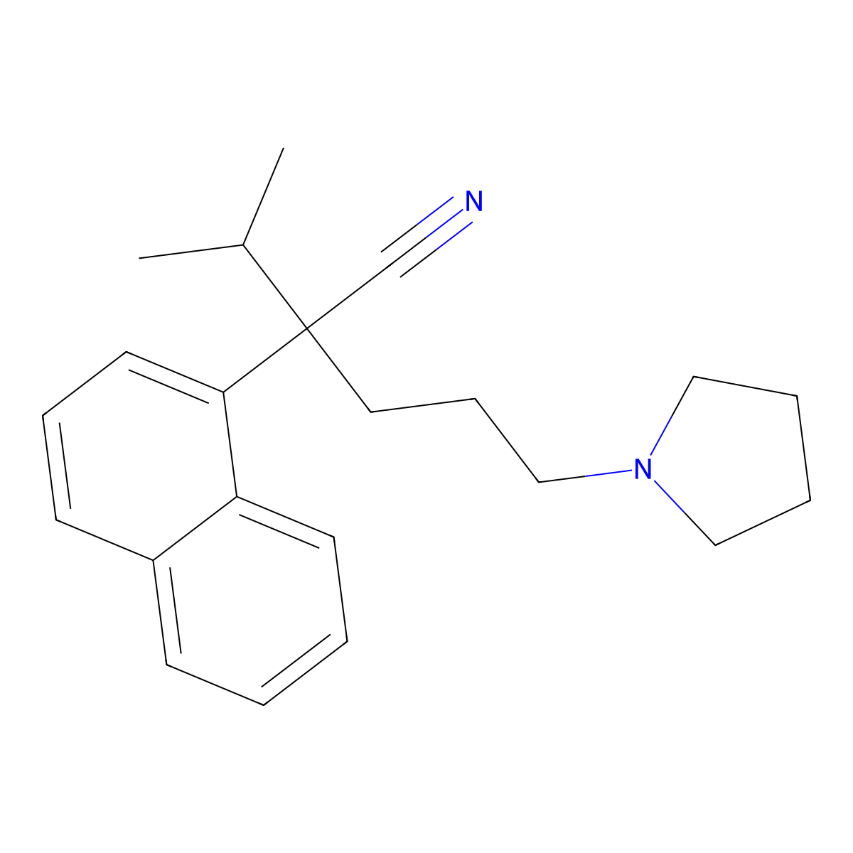 1-Naphthaleneacetonitrile, alpha-isopropyl-alpha-(3-pyrrolidinopropyl)- molecular structure, CAS 6699-12-3