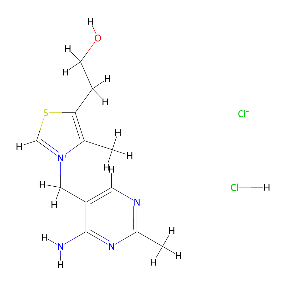 Thiamine Hydrochloride molecular structure, CAS 67-03-8
