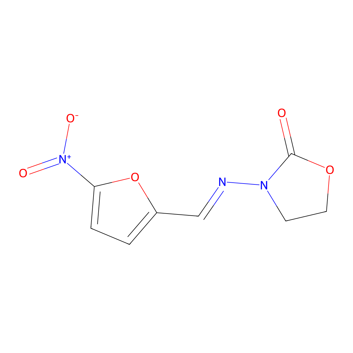 3-(5-Nitrofurfurylideneamino)-2-oxazolidinone molecular structure, CAS 67-45-8