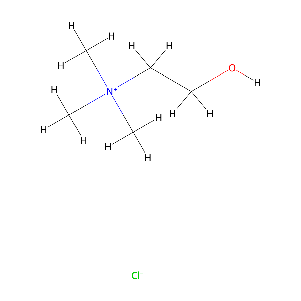 Choline Chloride molecular structure, CAS 67-48-1