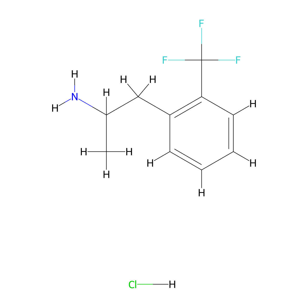 1-[2-(Trifluoromethyl)phenyl]propan-2-amine hydrochloride molecular structure, CAS 670-03-1