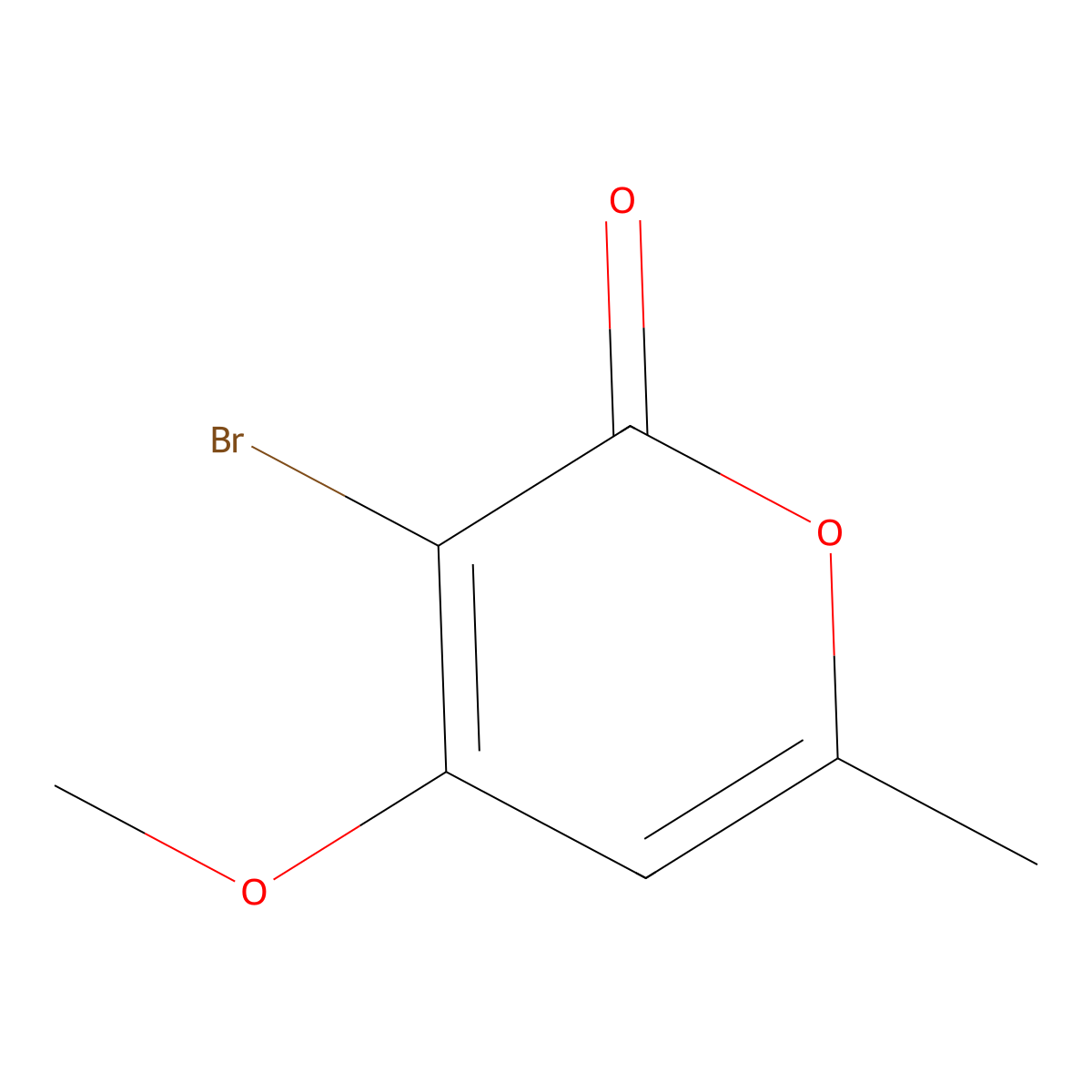 2H-Pyran-2-one, 3-bromo-4-methoxy-6-methyl- molecular structure, CAS 670-35-9