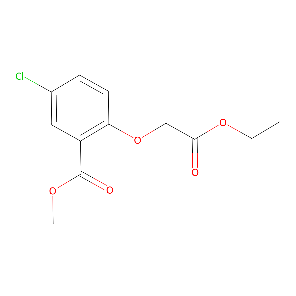 Methyl 5-chloro-2-(2-ethoxy-2-oxoethoxy)benzoate molecular structure, CAS 670-62-2