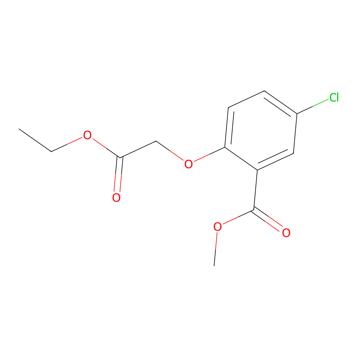 Methyl 5-chloro-2-(2-ethoxy-2-oxoethoxy)benzoate molecular structure, CAS 670-62-2